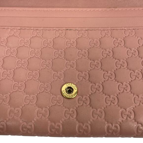 GUCCI Pink Microguccissim Leather Long Bifold Wallet GG Logo - Picture 9 of 10
